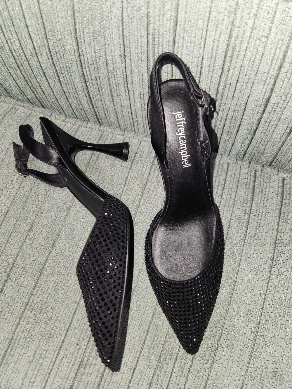 Jeffrey Campbell Black Crystal Slingback Pumps